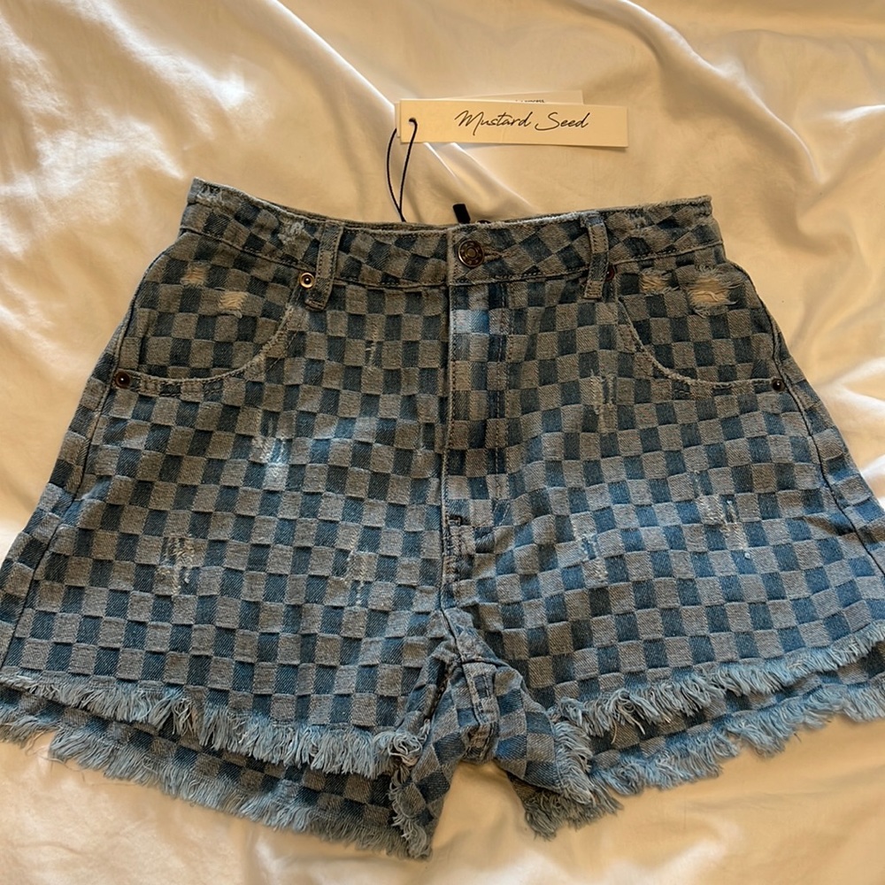 Size Small Checkered Denim Shorts